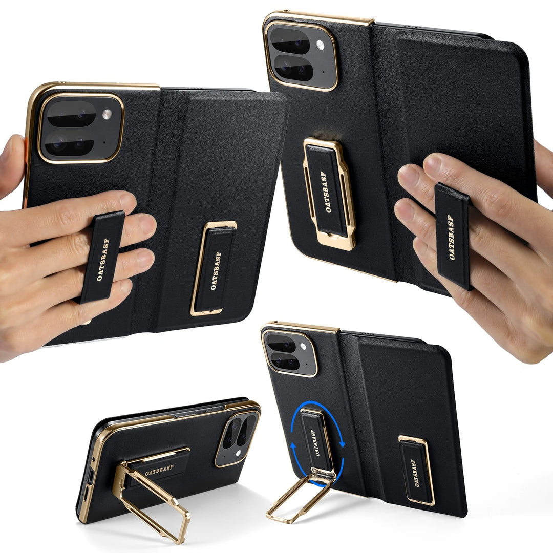 Luxury Dual Wristband Leather 360° Rotate Magnetic Stand Case