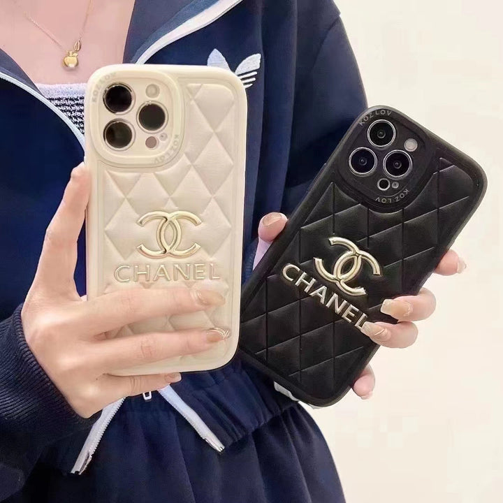 Luxury CC-Inspired Quilted Phone Case with Embossed Logo