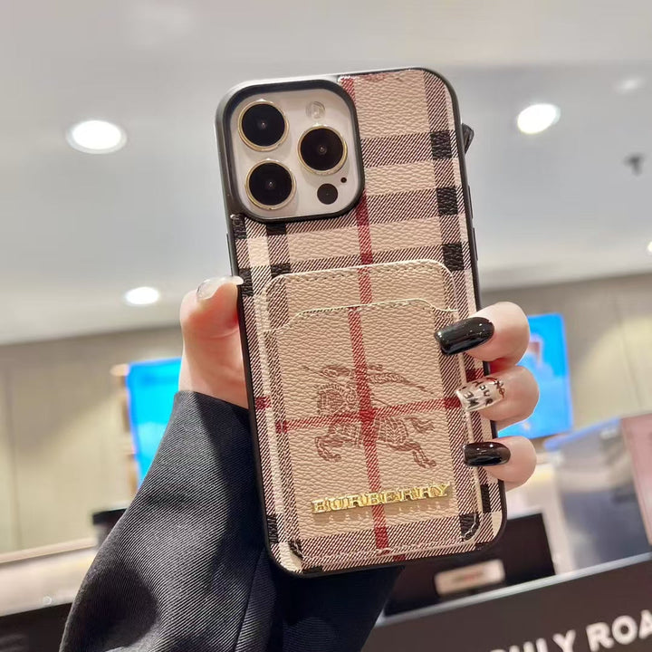 Luxury BUR Card Holder iPhone Case with Classic Pattern