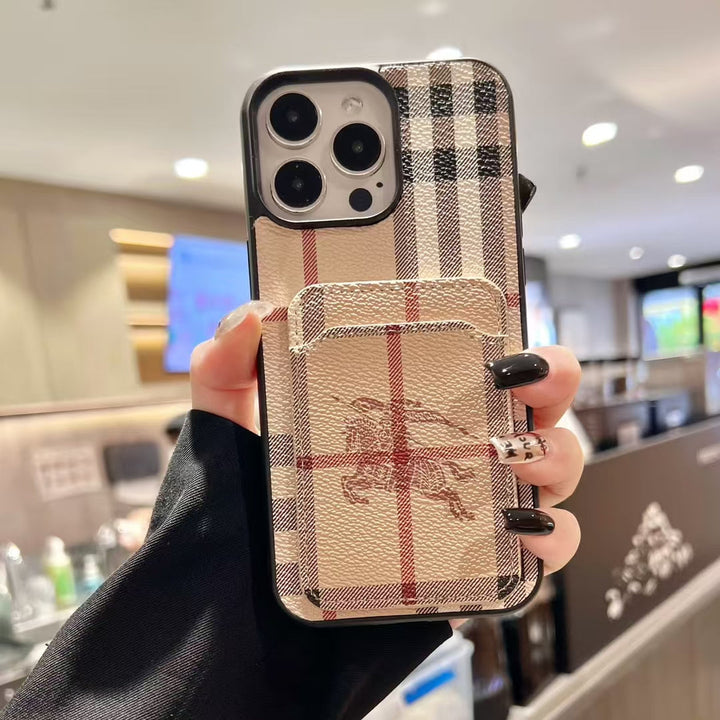 Luxury BUR Card Holder iPhone Case with Classic Pattern
