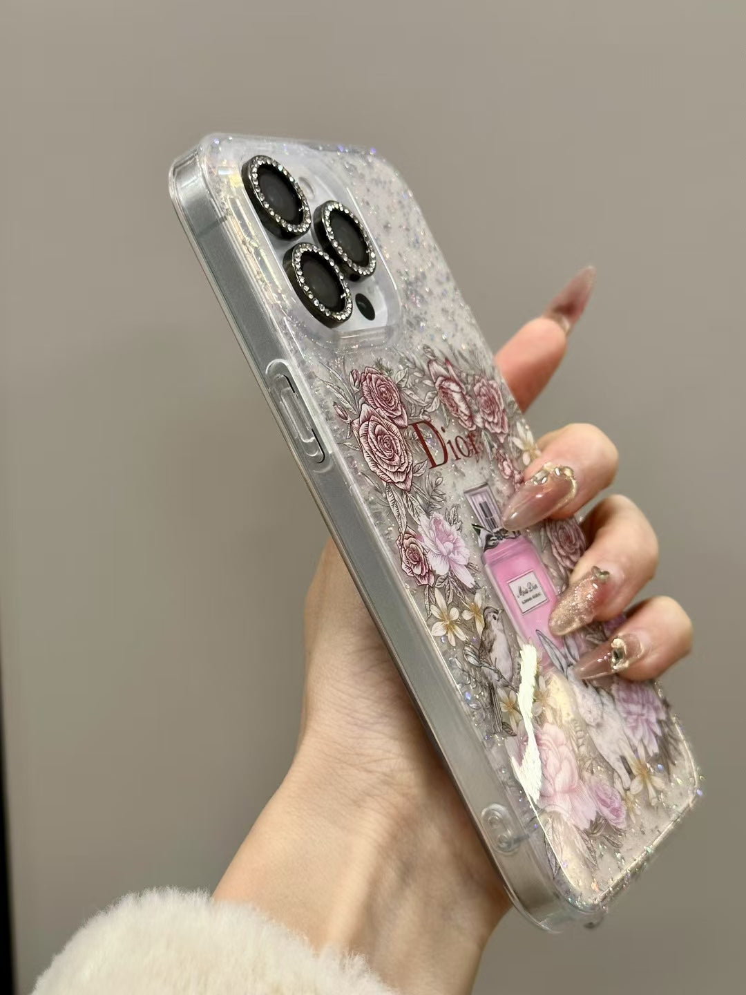 Luxury CD Floral Glitter Perfume Phone Case with Elegant Design