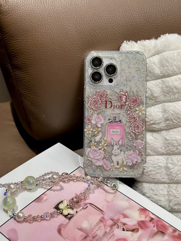 Luxury CD Floral Glitter Perfume Phone Case with Elegant Design