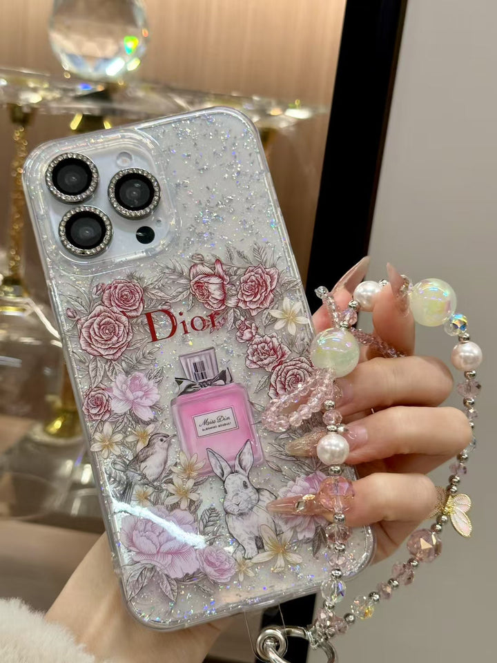 Luxury CD Floral Glitter Perfume Phone Case with Elegant Design