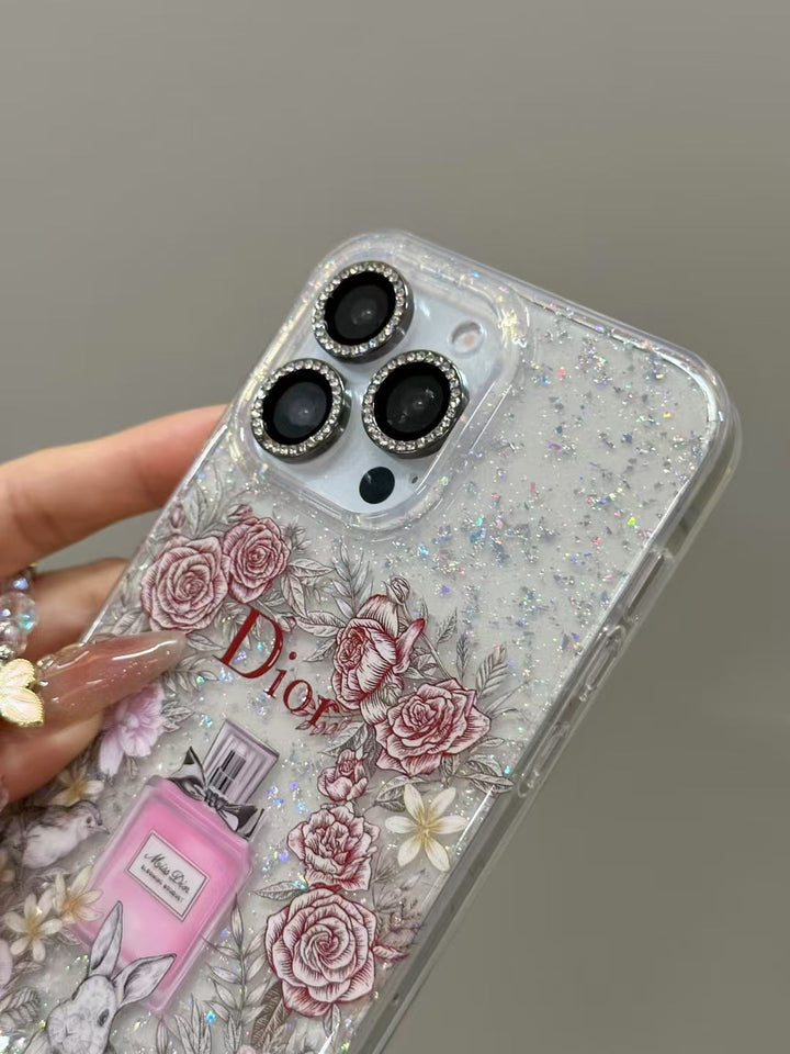 Luxury CD Floral Glitter Perfume Phone Case with Elegant Design