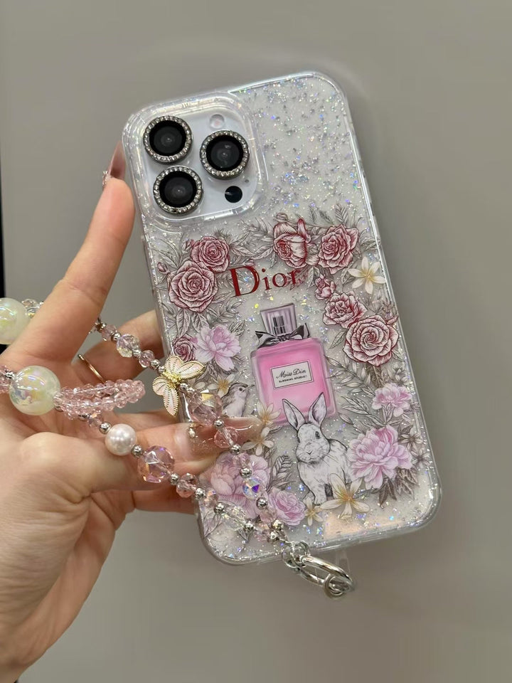 Luxury CD Floral Glitter Perfume Phone Case with Elegant Design