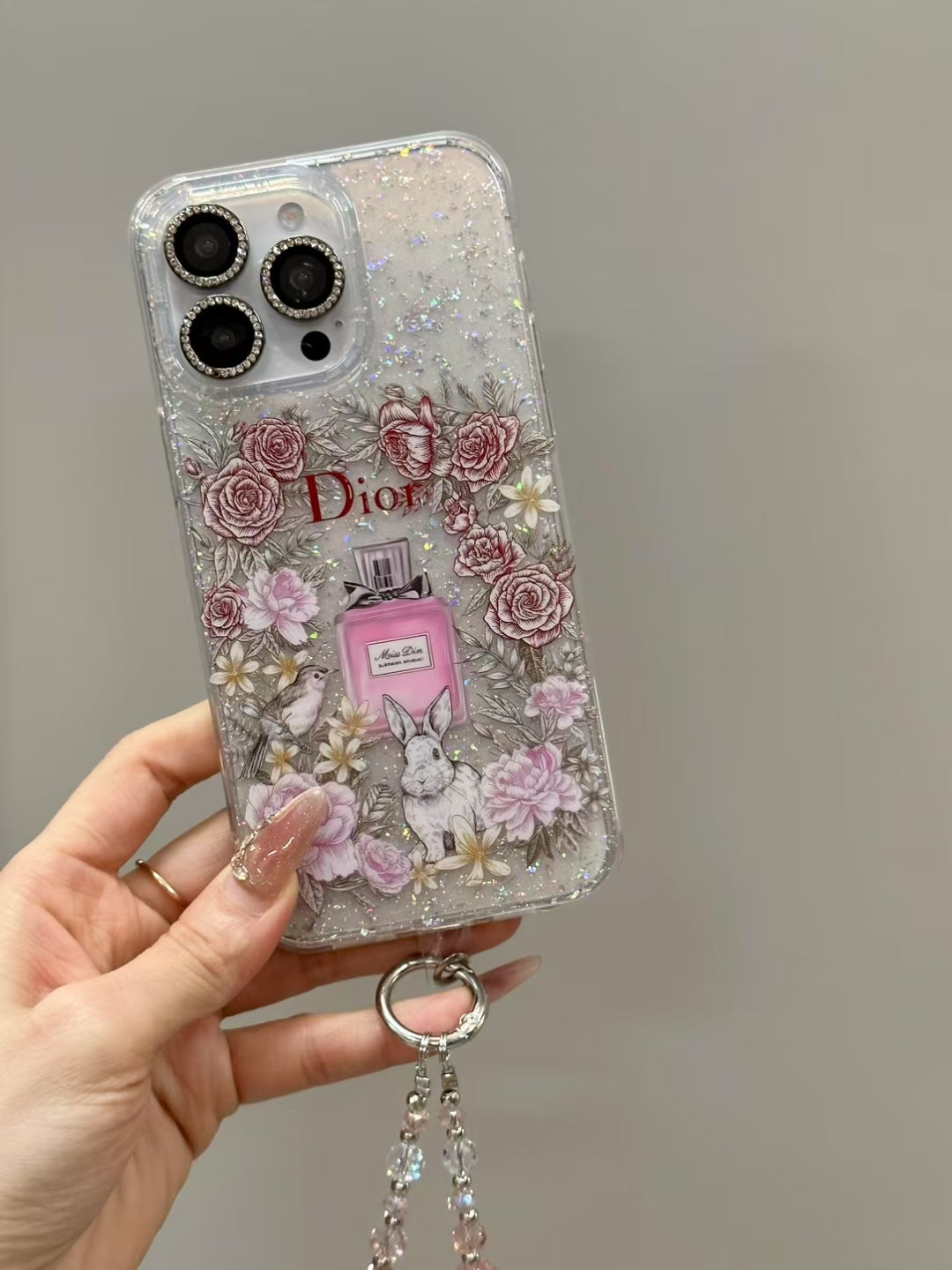 Luxury CD Floral Glitter Perfume Phone Case with Elegant Design