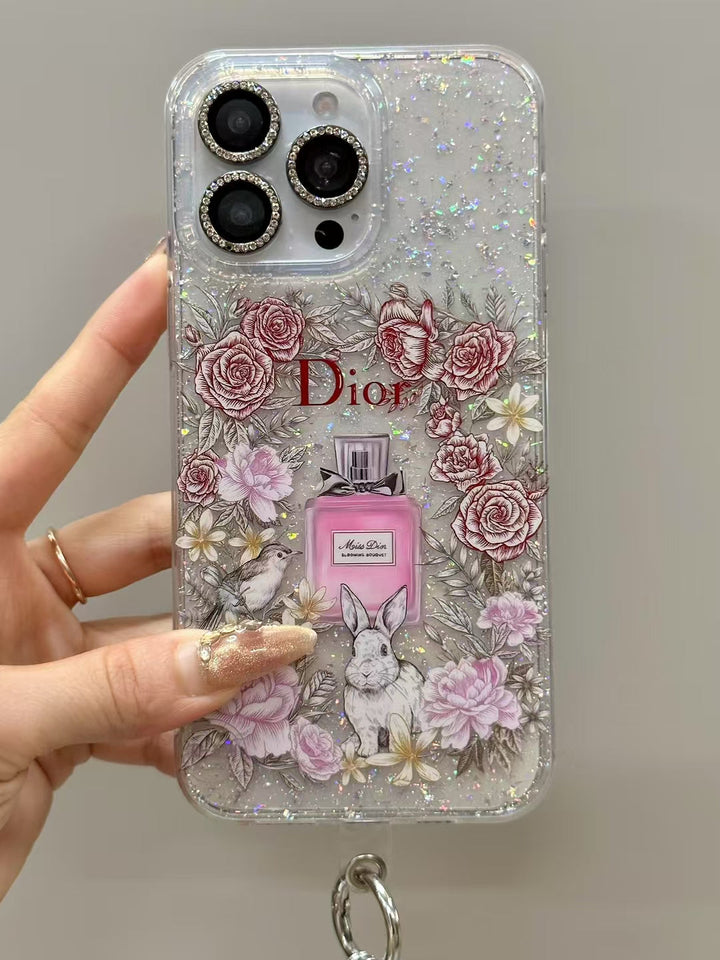 Luxury CD Floral Glitter Perfume Phone Case with Elegant Design