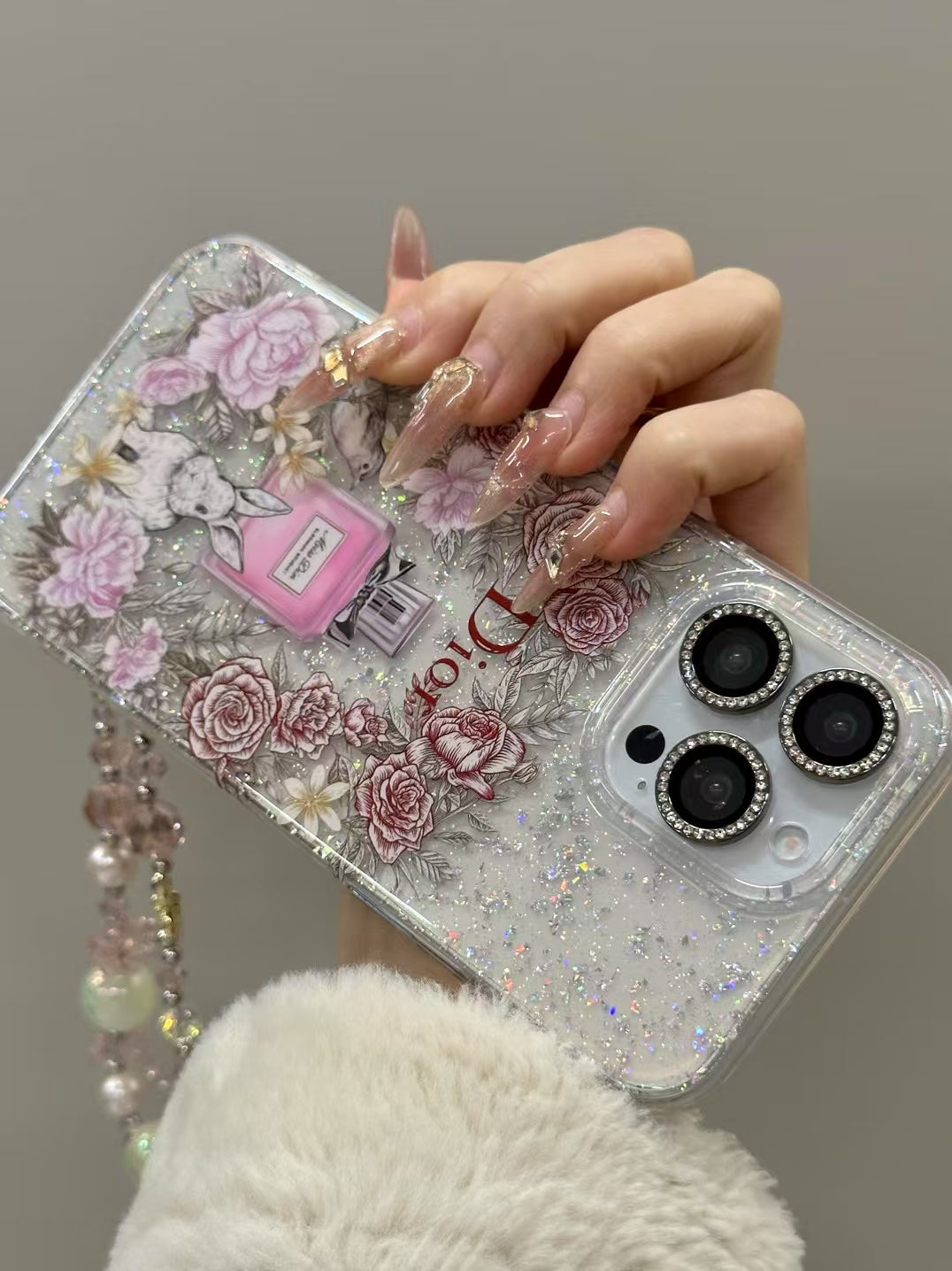 Luxury CD Floral Glitter Perfume Phone Case with Elegant Design