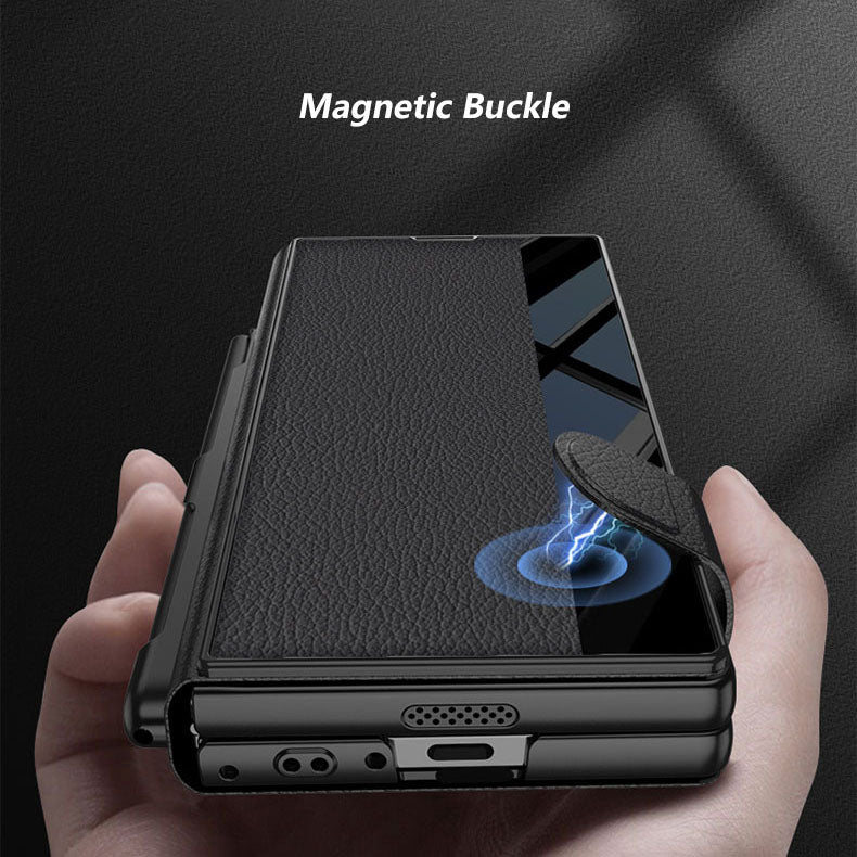 Premium Leather Shockproof Phone Case with Screen Protector & Pen Slot for Galaxy Z Fold6