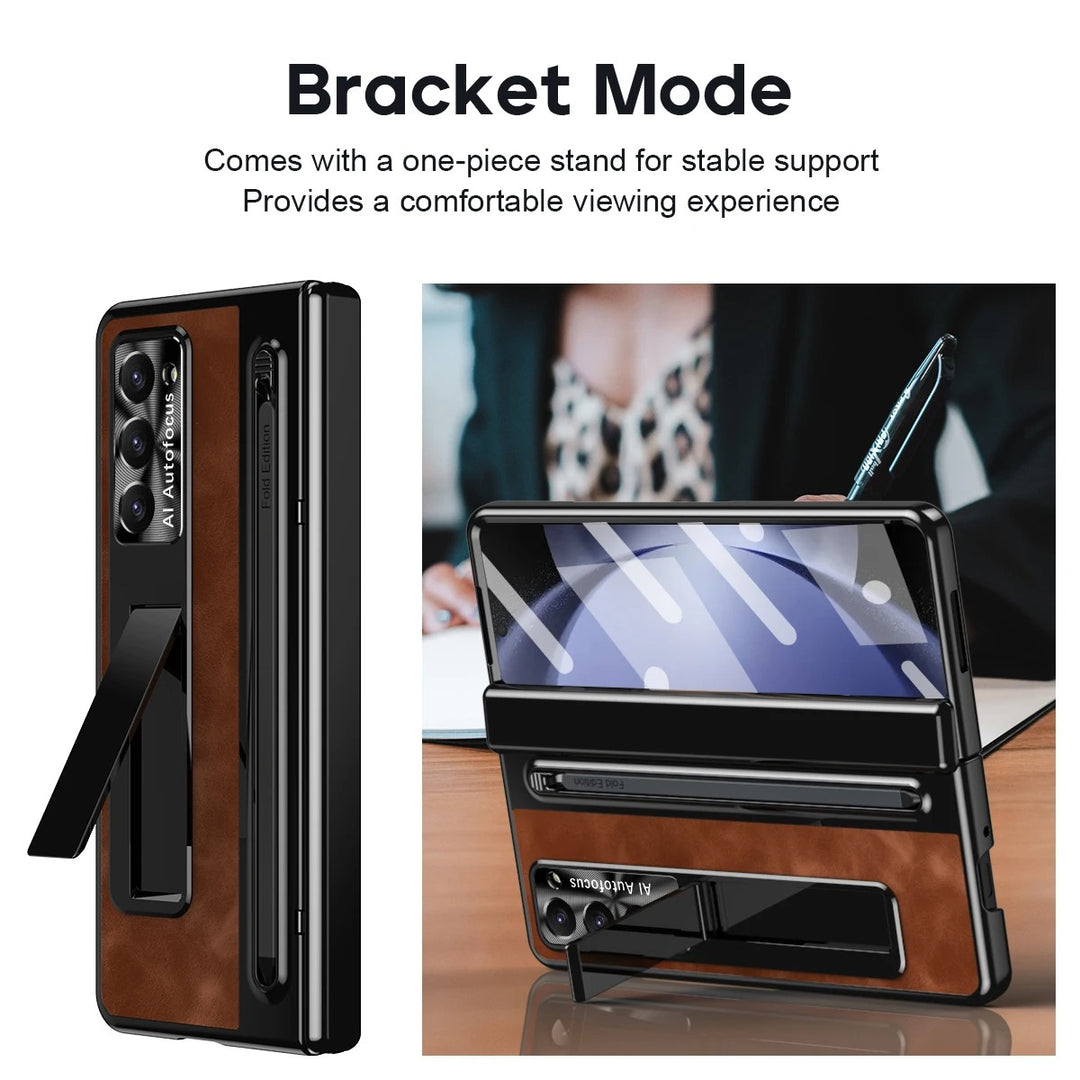LeatherShield® - Galaxy Z Fold Leather Bracket Pen Holder Case