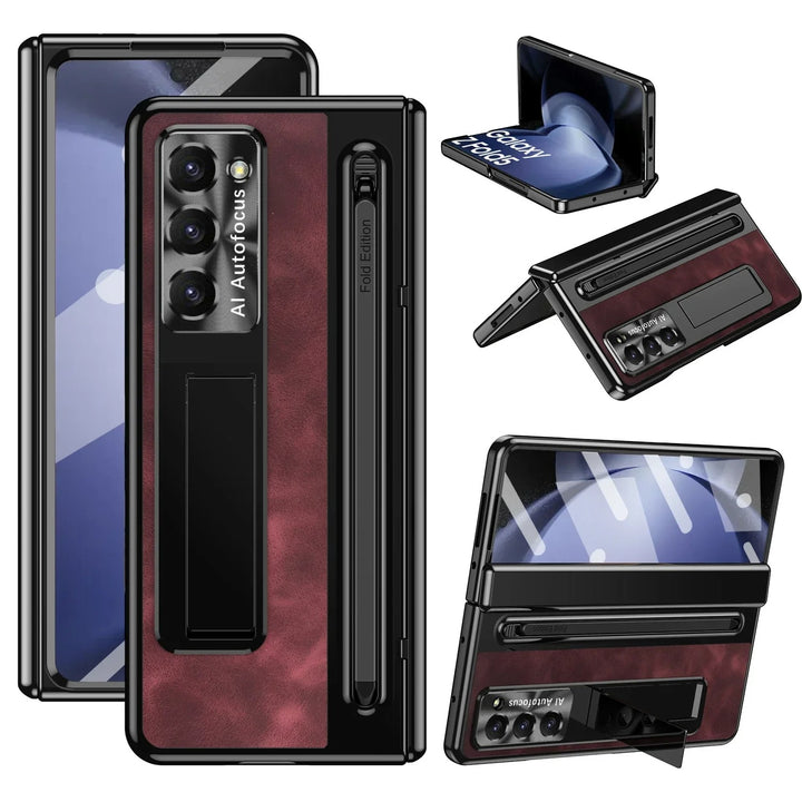 LeatherShield® - Galaxy Z Fold Leather Bracket Pen Holder Case
