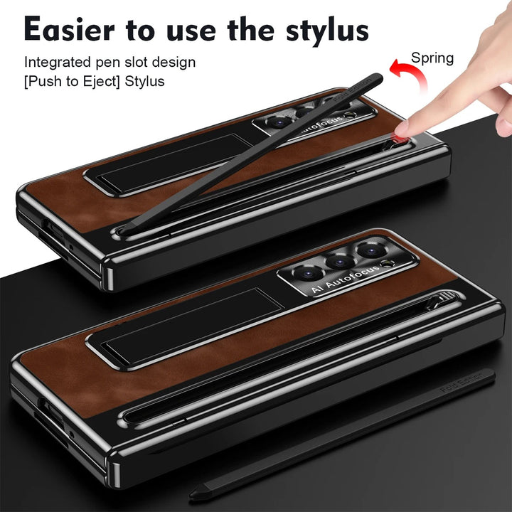 LeatherShield® - Galaxy Z Fold Leather Bracket Pen Holder Case