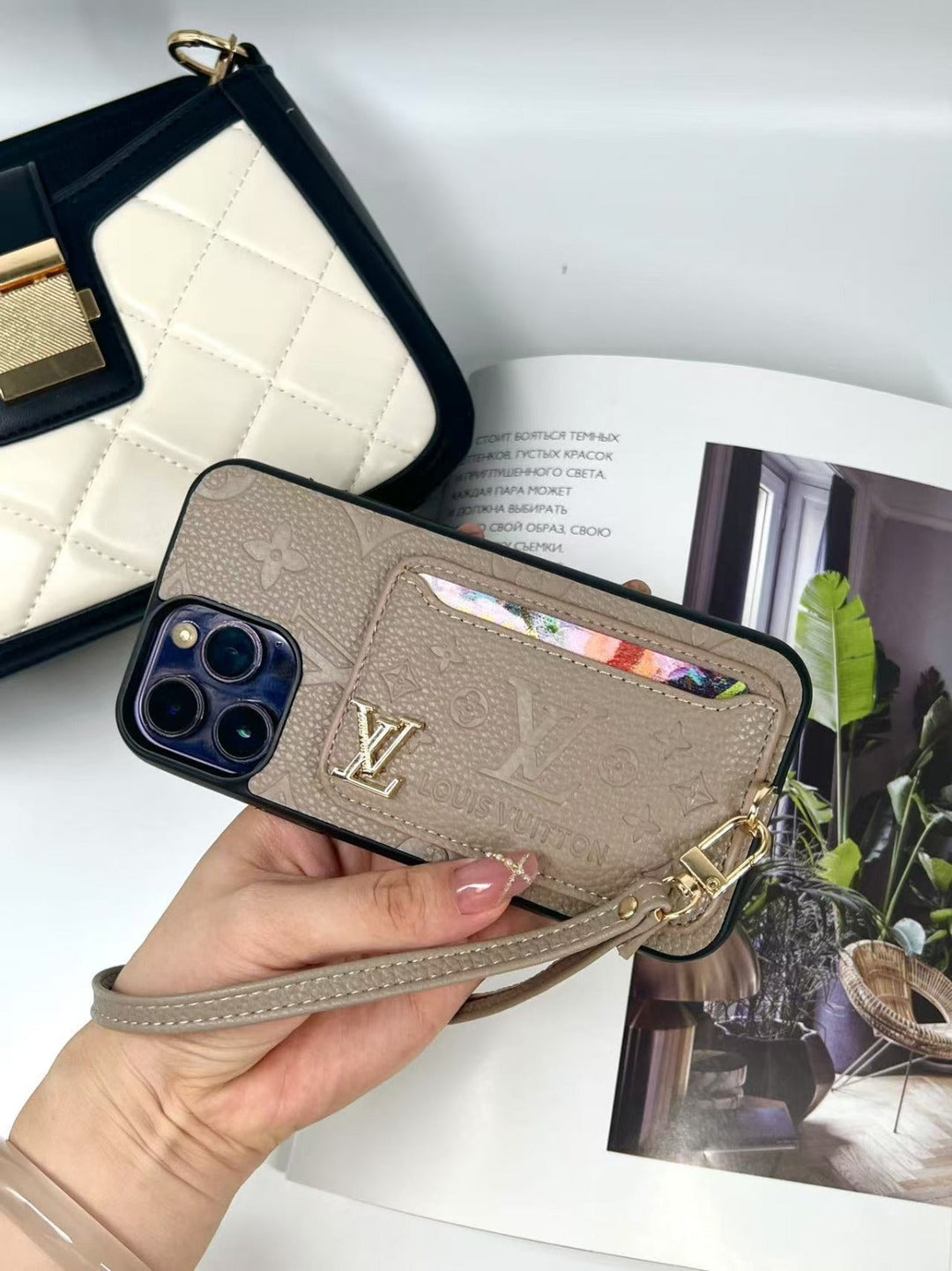 NoirCachet® - Embossed Luxe Cardholder LV iPhone Case
