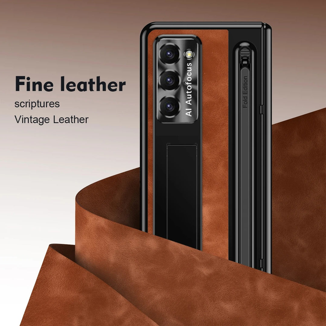 LeatherShield® - Galaxy Z Fold Leather Bracket Pen Holder Case