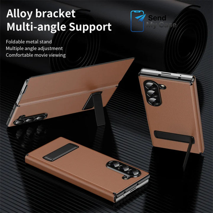 Samsung Galaxy Z Fold 6 Luxury Leather Magnetic Kickstand Case