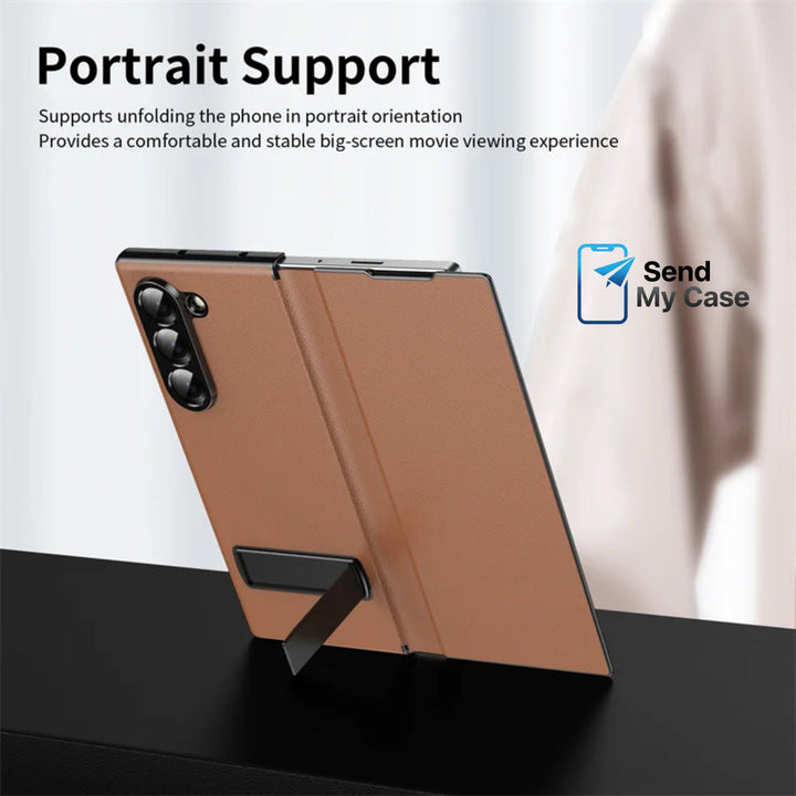 Samsung Galaxy Z Fold 6 Luxury Leather Magnetic Kickstand Case