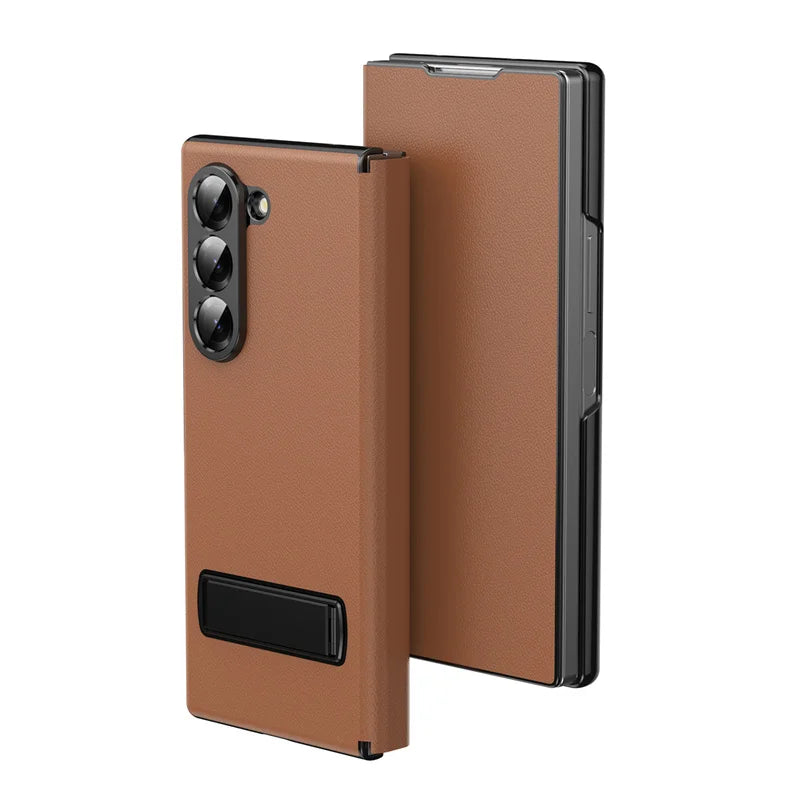 Samsung Galaxy Z Fold 6 Luxury Leather Magnetic Kickstand Case
