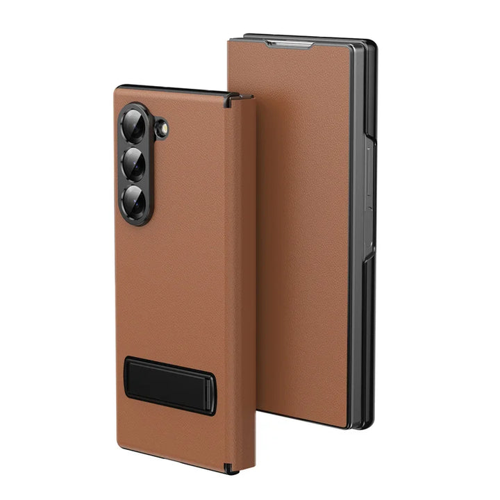 Samsung Galaxy Z Fold 6 Luxury Leather Magnetic Kickstand Case