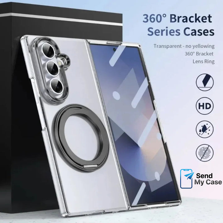 Galaxy Z Fold Clear Magnetic Ring Kickstand Case
