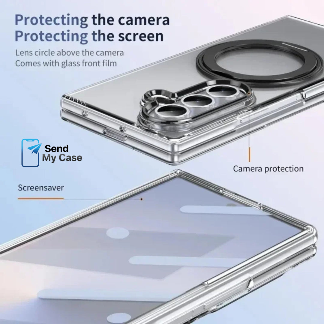 Galaxy Z Fold Clear Magnetic Ring Kickstand Case