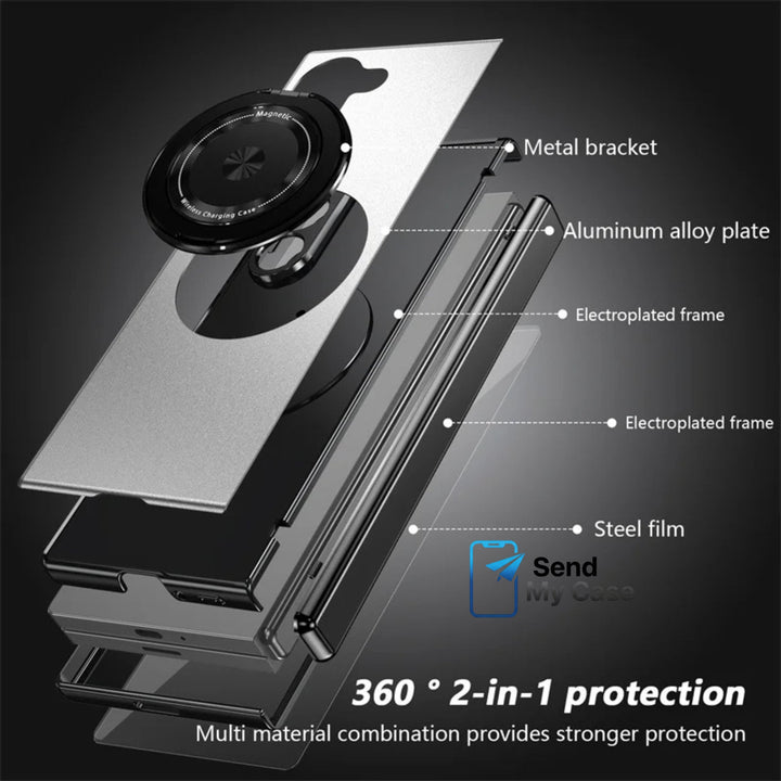Galaxy Z Fold Magnetic Armor Case with 360° Rotating Stand