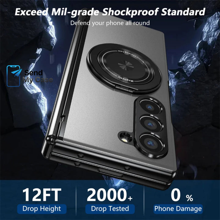 Galaxy Z Fold Magnetic Armor Case with 360° Rotating Stand