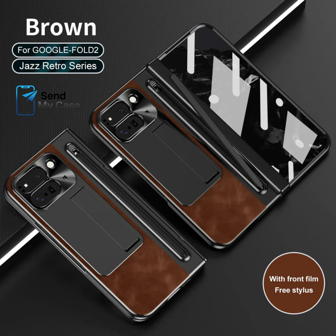 Pixel 10 Pro Fold Leather Case with Stylus & Kickstand