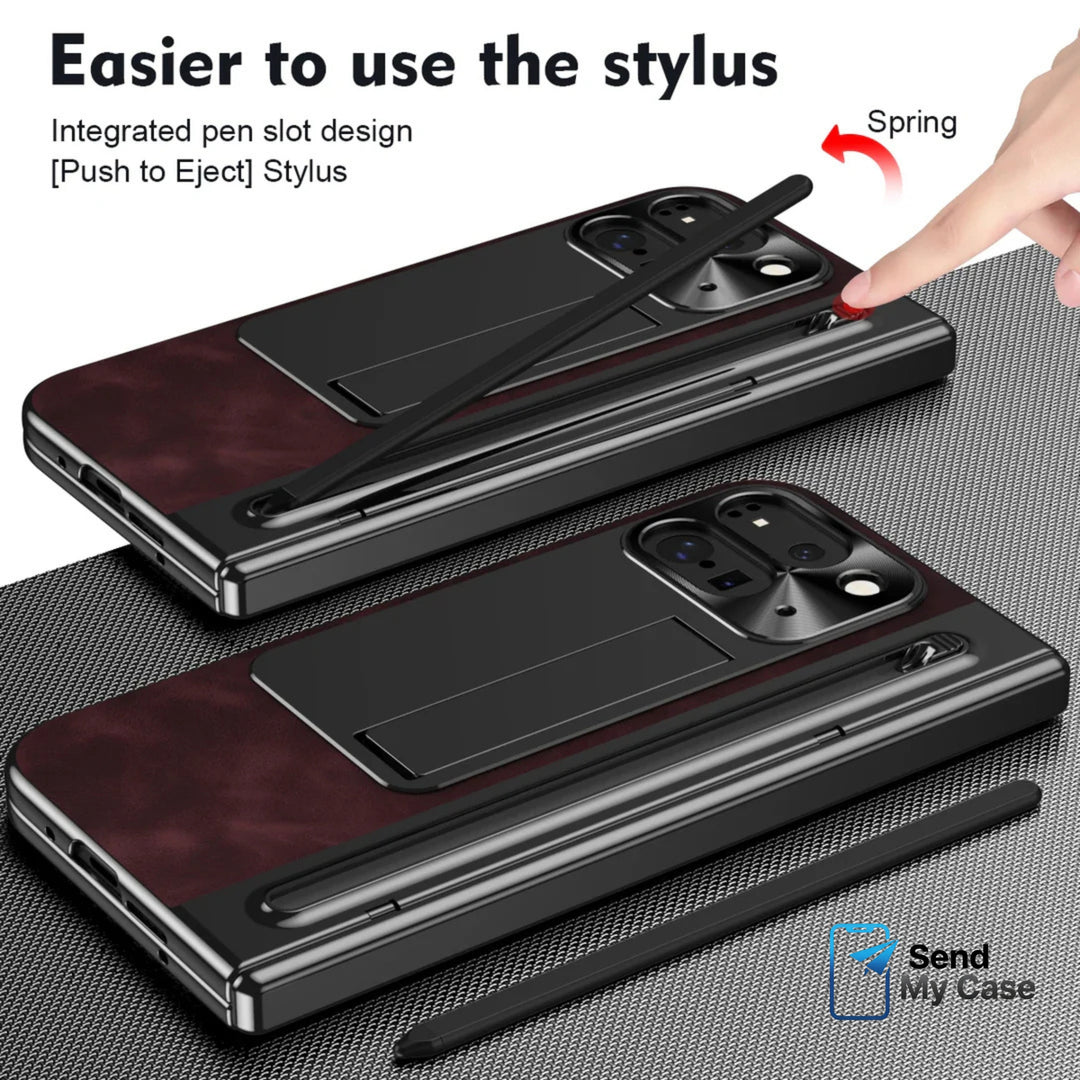 Pixel 10 Pro Fold Leather Case with Stylus & Kickstand