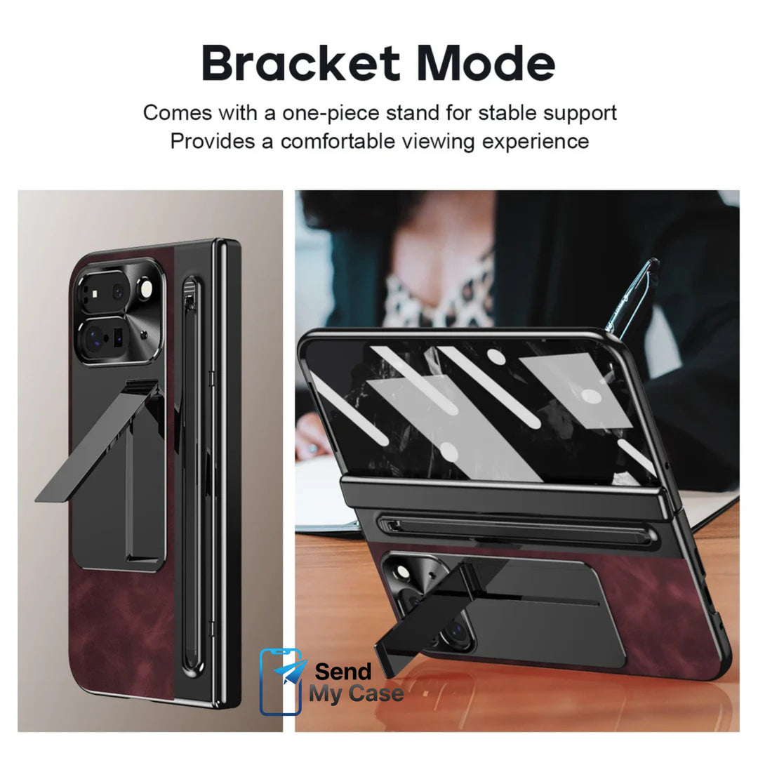 Pixel 10 Pro Fold Leather Case with Stylus & Kickstand