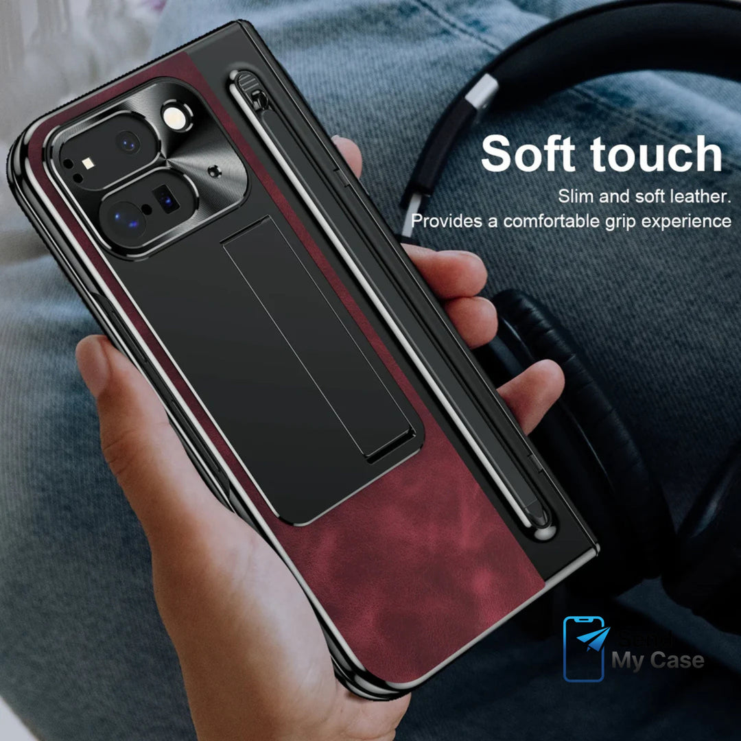Pixel 10 Pro Fold Leather Case with Stylus & Kickstand