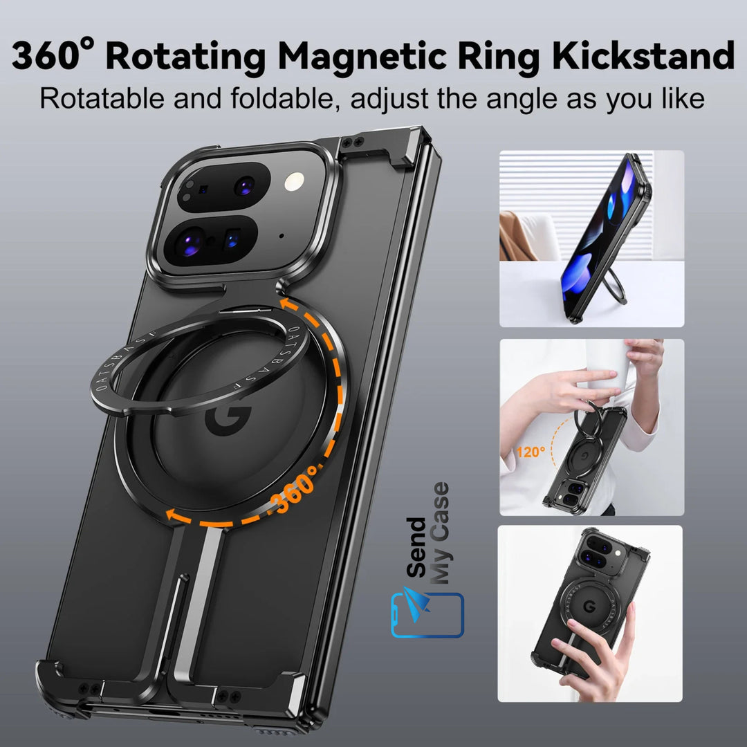 Google Pixel 10 Pro Fold Magnetic Frameless Case with 360° Rotating Stand