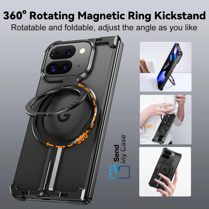 Google Pixel 10 Pro Fold Magnetic Frameless Case with 360° Rotating Stand