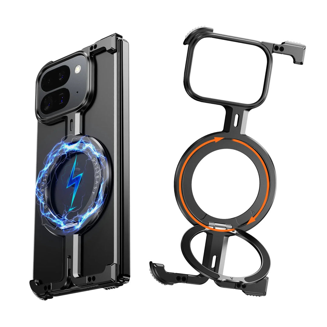 Google Pixel 10 Pro Fold Magnetic Frameless Case with 360° Rotating Stand