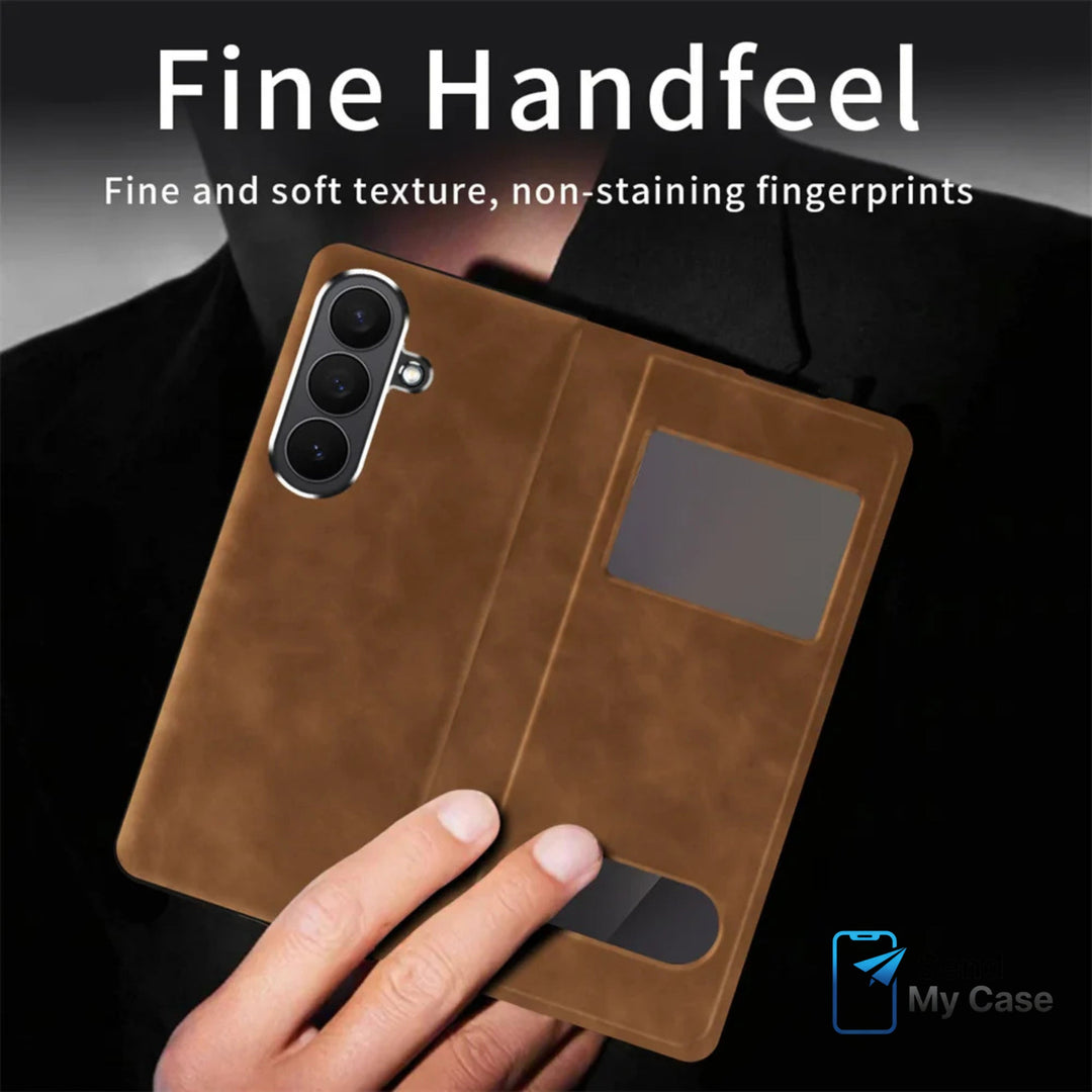 Samsung Galaxy Z Fold 7 Magnetic Leather Smart View Case