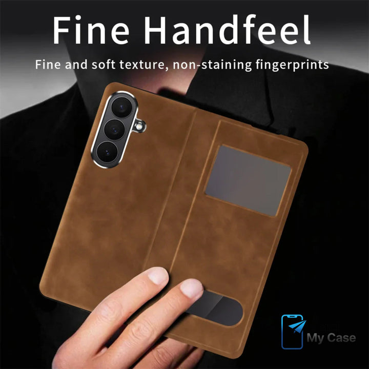 Samsung Galaxy Z Fold 7 Magnetic Leather Smart View Case
