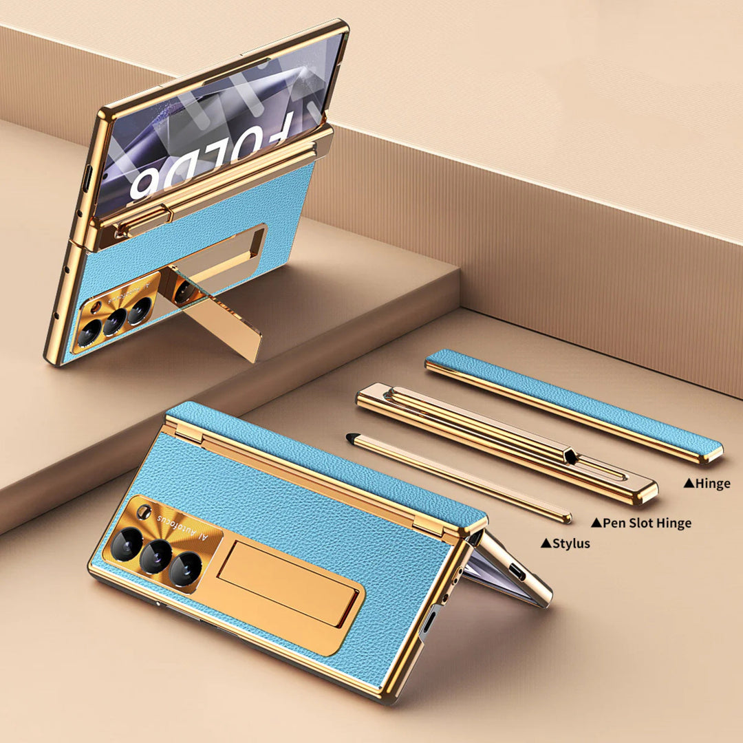 Samsung Galaxy Z Fold 7 Leather Pen Holder Stand Case