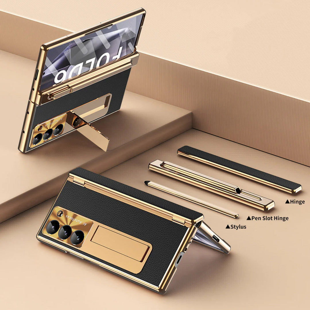 Samsung Galaxy Z Fold 7 Leather Pen Holder Stand Case