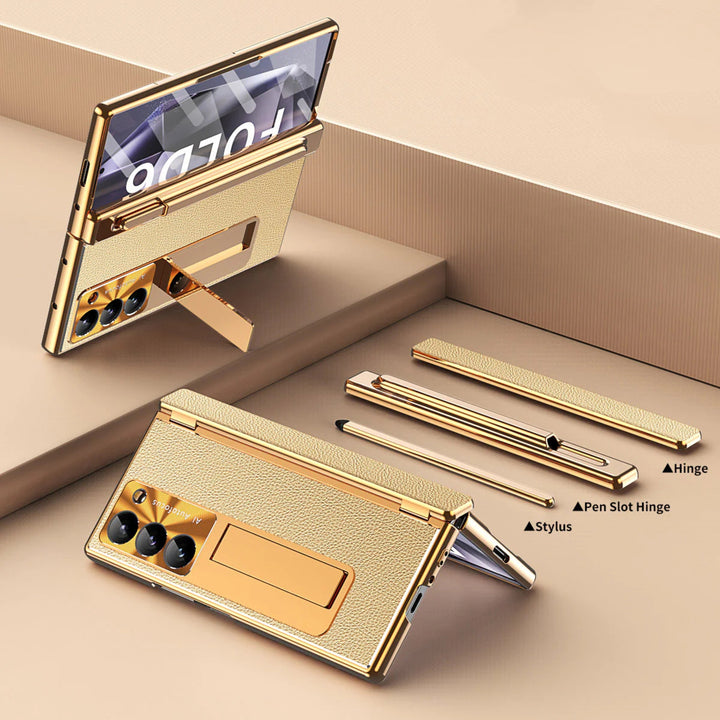 Samsung Galaxy Z Fold 7 Leather Pen Holder Stand Case