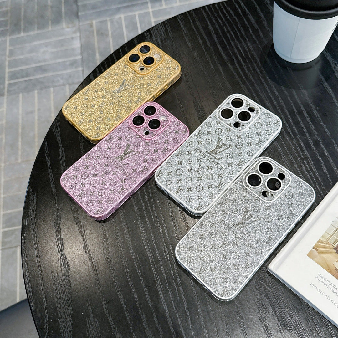 LumièreDorée® – Gold Glitter Monogram Elegance Case