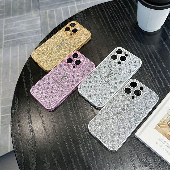 LumièreDorée® – Gold Glitter Monogram Elegance Case