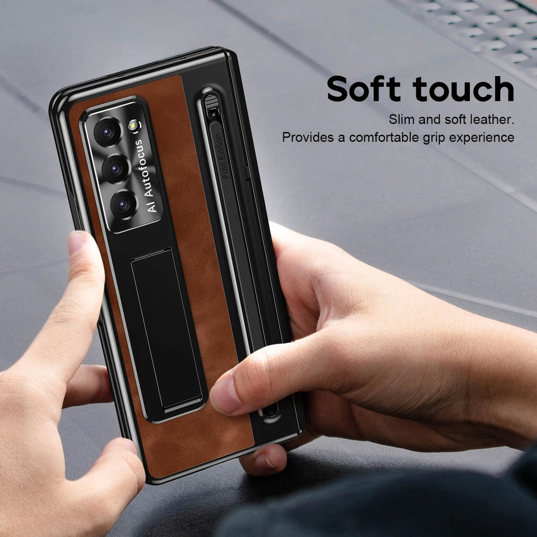 LeatherShield® - Galaxy Z Fold Leather Bracket Pen Holder Case