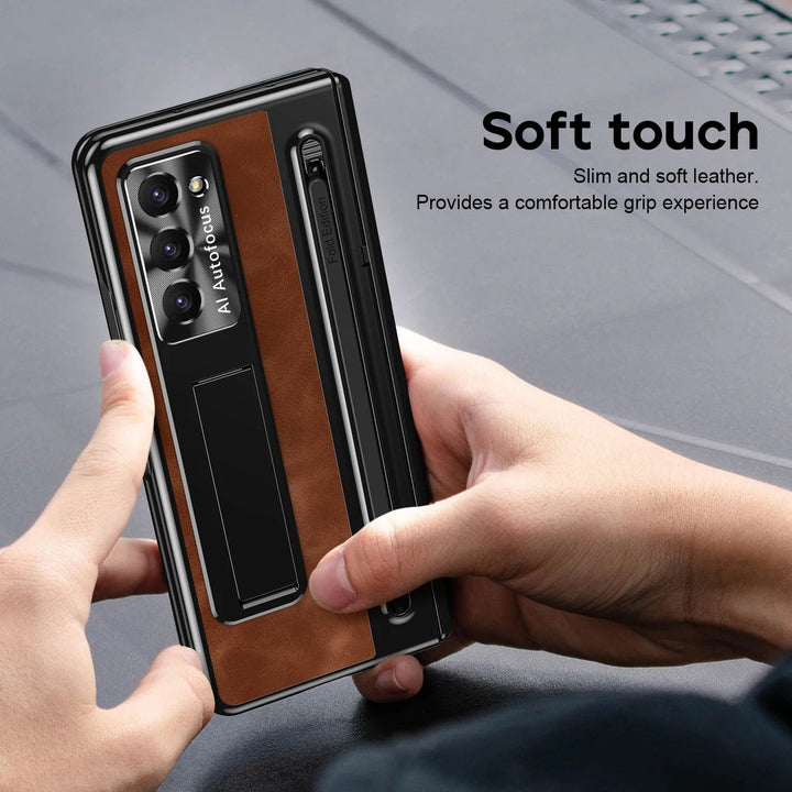 LeatherShield® - Galaxy Z Fold Leather Bracket Pen Holder Case
