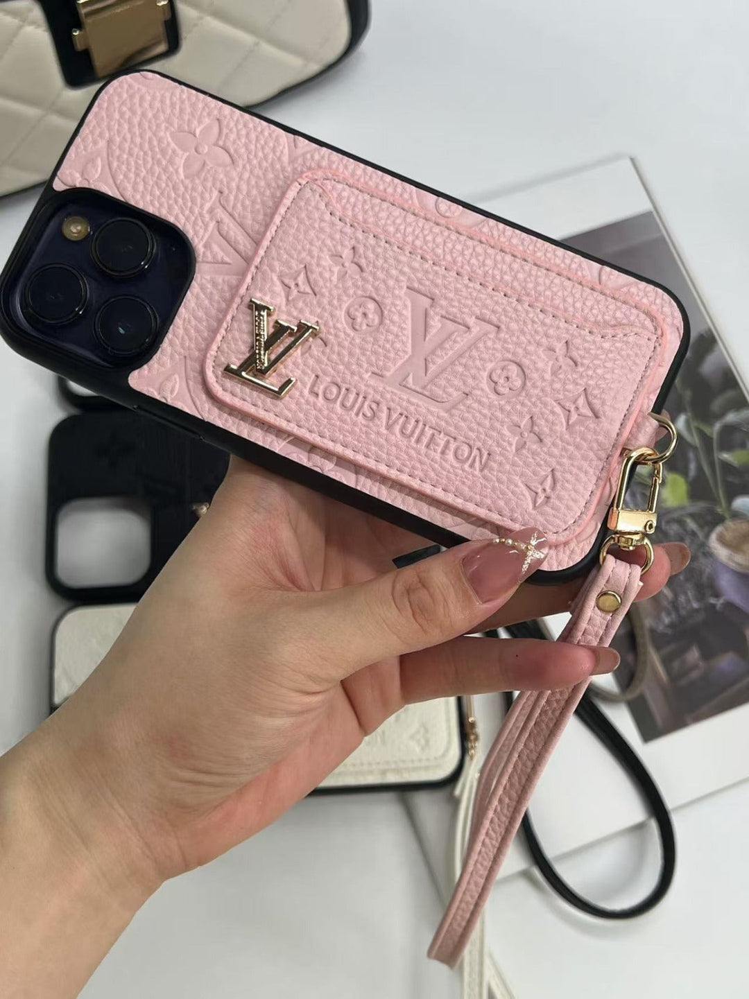 NoirCachet® - Embossed Luxe Cardholder LV iPhone Case