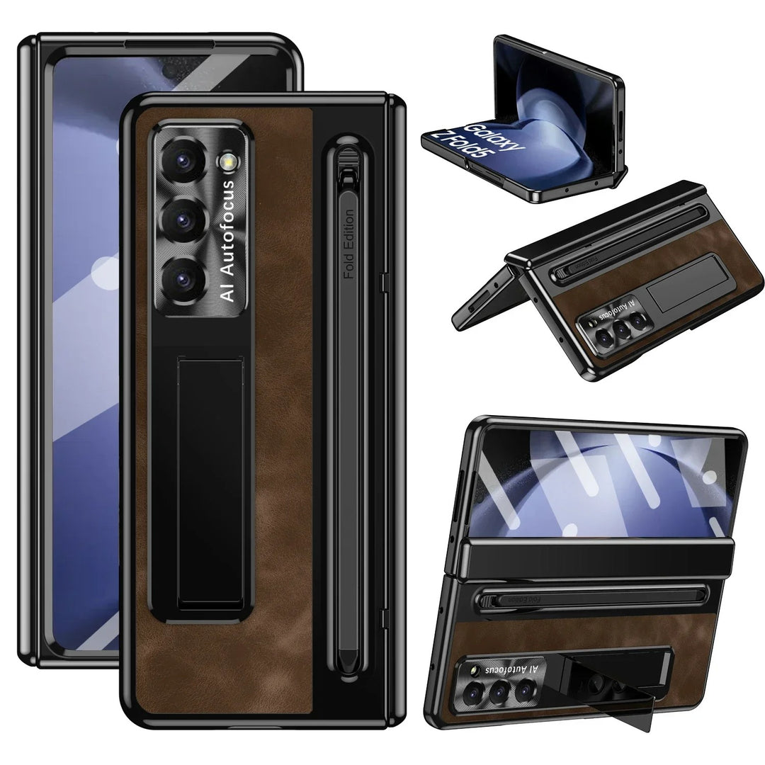 LeatherShield® - Galaxy Z Fold Leather Bracket Pen Holder Case