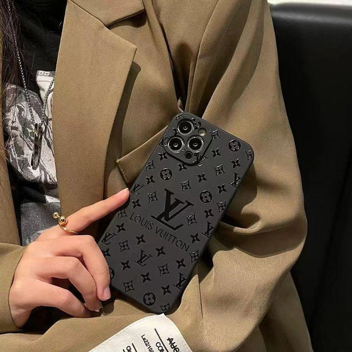 NocturneVault® - Matte Black Monogram Shield LV iPhone Case