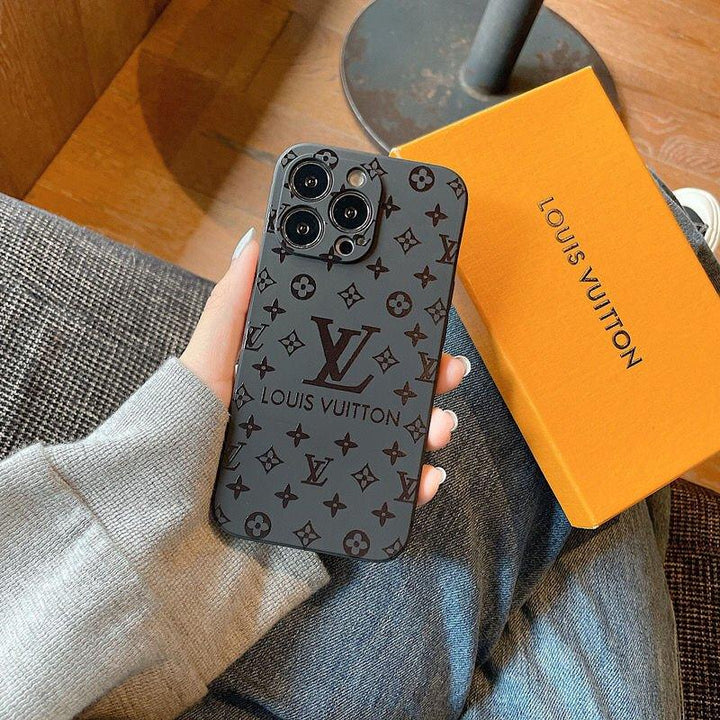 NocturneVault® - Matte Black Monogram Shield LV iPhone Case
