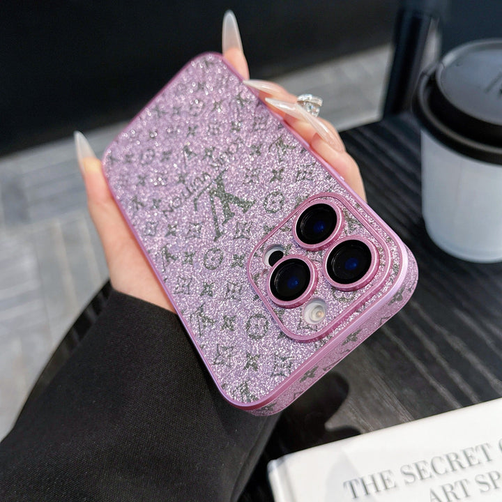 LumièreDorée® – Gold Glitter Monogram Elegance Case